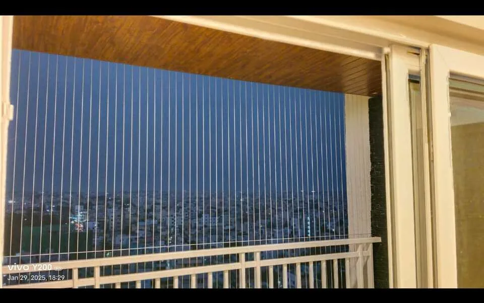 Anti bird Invisible grills near me in BK Guda Anti Bird Invisible grill installation in BK Guda